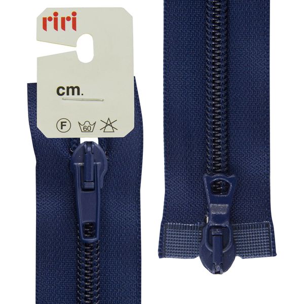 Молния спиральная (витая) RIRI Т6 (6 мм) 2 зам., разъем., 65 см, цв.2626, кобальт синий, 1 шт
