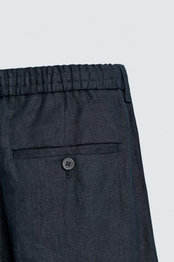 ZARA БРЮКИ КЛАССИЧЕСКОГО КРОЯ ИЗ 100% ЛЬНА, МОРСКОЙ СИНИЙ