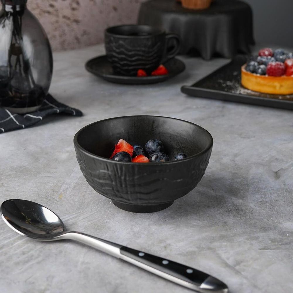 Соусник 150 мл d 9,8 см h5 см круглый емкость для закусок фарфор Black Raw Wood P.L. [4]