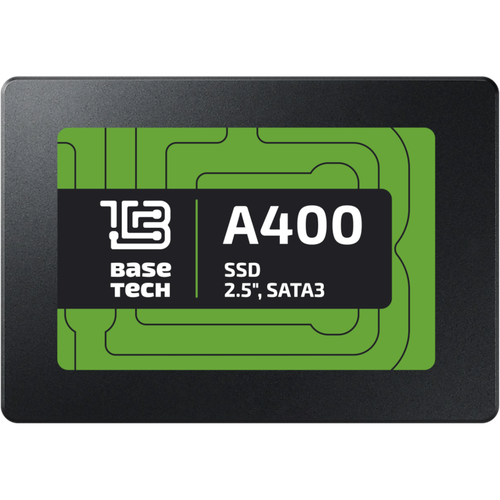 SSD BaseTech A400 128Гб, 2.5", SATA3, Bulk, TLC, Чтение:530мб/с, Запись:430мб/с (SSDBTA400128GN)