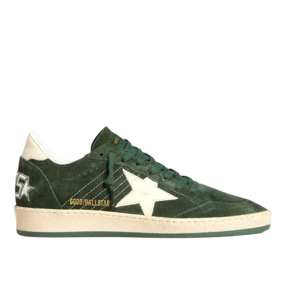 Мужские кеды Golden Goose Ball Star Green suede with White leather star and White heel tab