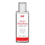 Эротический набор Клубничный соблазн и Жемчужная страсть INTT Black Brazilian Panty and Strawberry Slide Gel Set