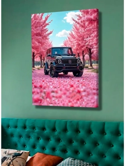 Картина "Mercedes Сакура Драйв", интерьерная 50х70см 1шт.