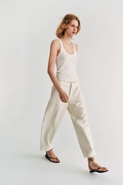 ZARA БРЮКИ BARREL — ZW COLLECTION, ЭКРЮ