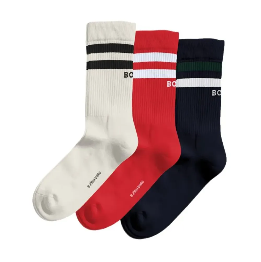 Теннисные носки Björn Borg Classic Crew 3P - white/red/navy blue