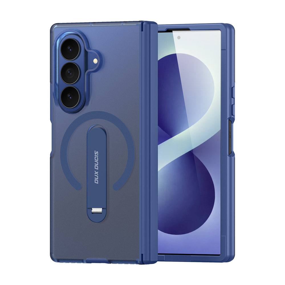 Противоударный чехол синего цвета с MagSafe и поворотной подставкой для Samsung Galaxy Z Fold 8 Ultra, серия Kind Series Case от Dux Ducis
