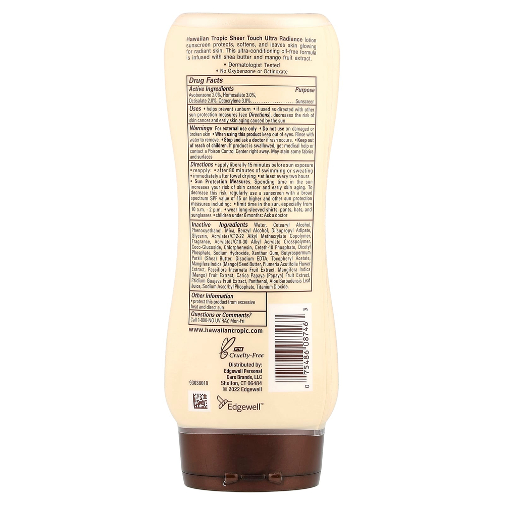Hawaiian Tropic, Sheer Touch, солнцезащитный лосьон, SPF 15, 236 мл (8 жидк. Унций)