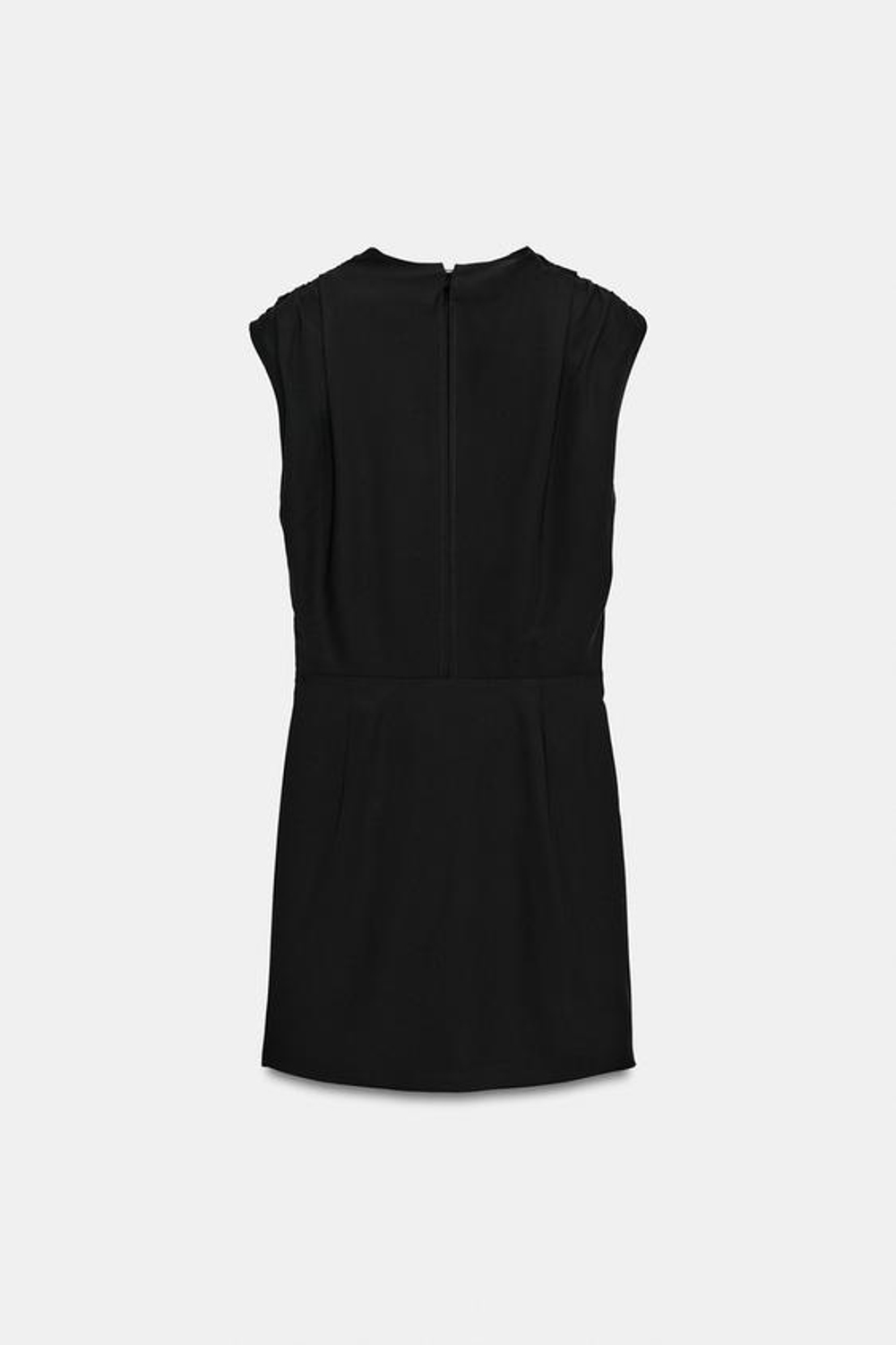 ZARA МИНИ-ПЛАТЬЕ СО СБОРКАМИ И ПОДПЛЕЧНИКАМИ, ЧЕРНЫЙ