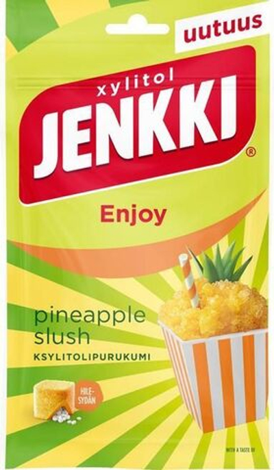 Жевательная резинка Jenkki Enjoy Pineapple slush "Ананасовая мякоть" 70 г (из Финляндии)