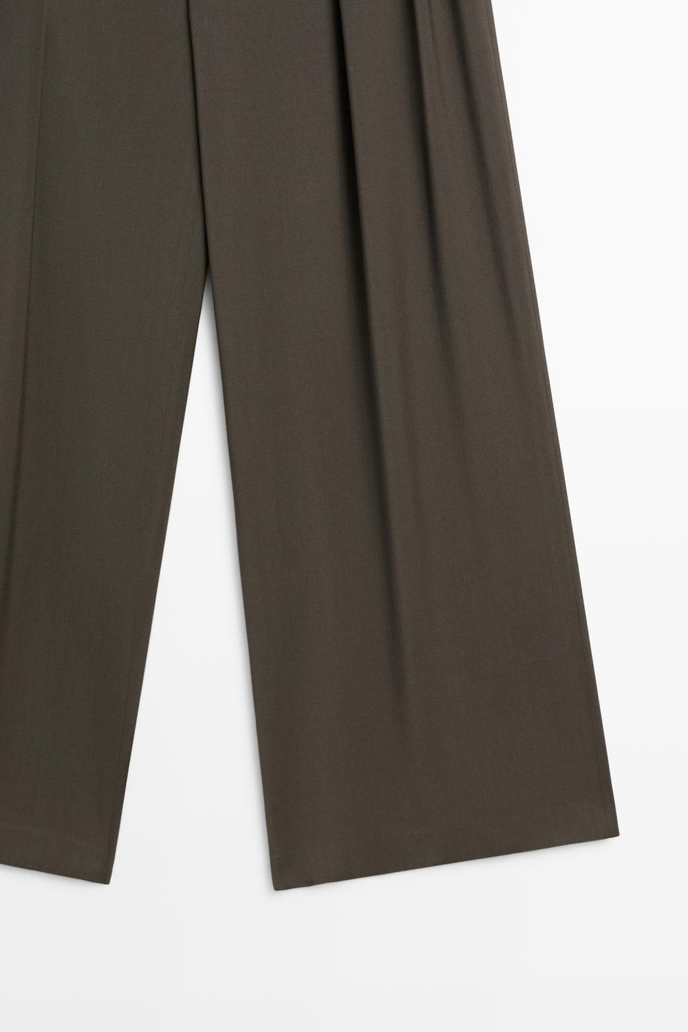 Massimo Dutti Свободные широкие брюки со складками, серо-зеленый