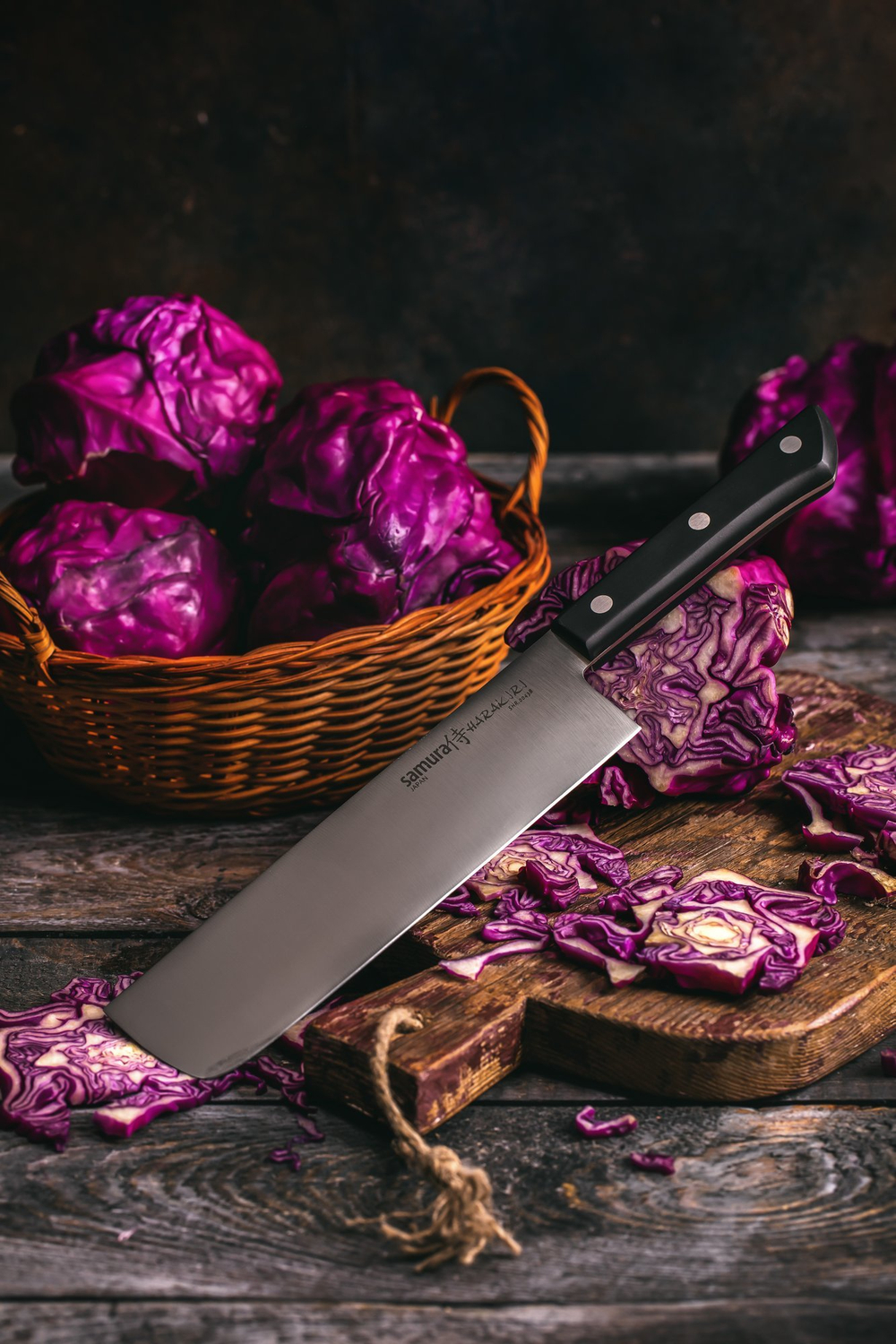Нож кухонный Накири 16.1см Samura Harakiri черная рукоять
