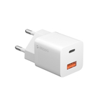 Сетевое зарядное устройство Deppa 11398, USB-C + USB-A, PD 3.0, QC 3.0, GaN, 20 Вт, White (Белый)