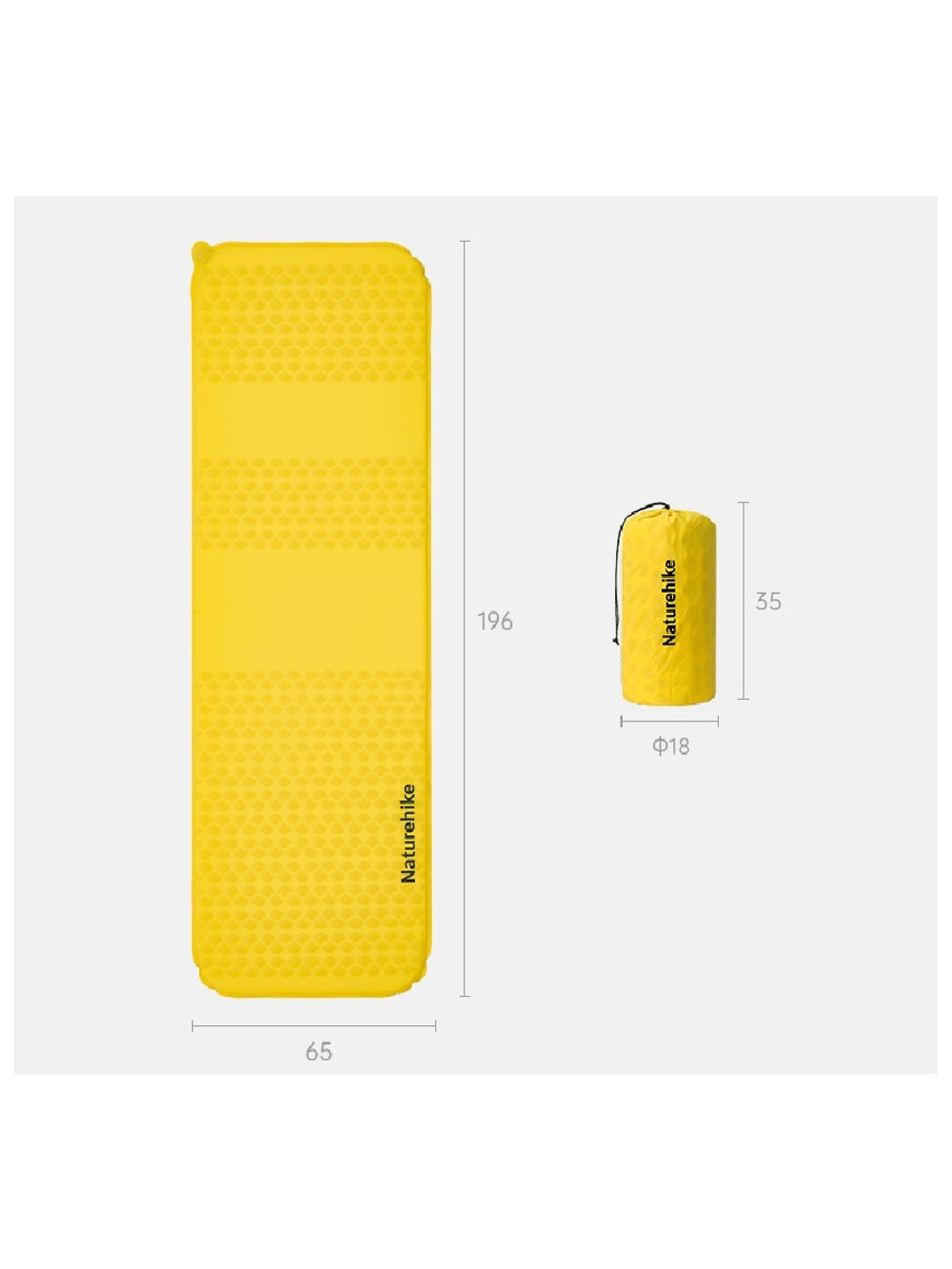 Коврик надувной Naturehike 196х65х3,5 см, желтый