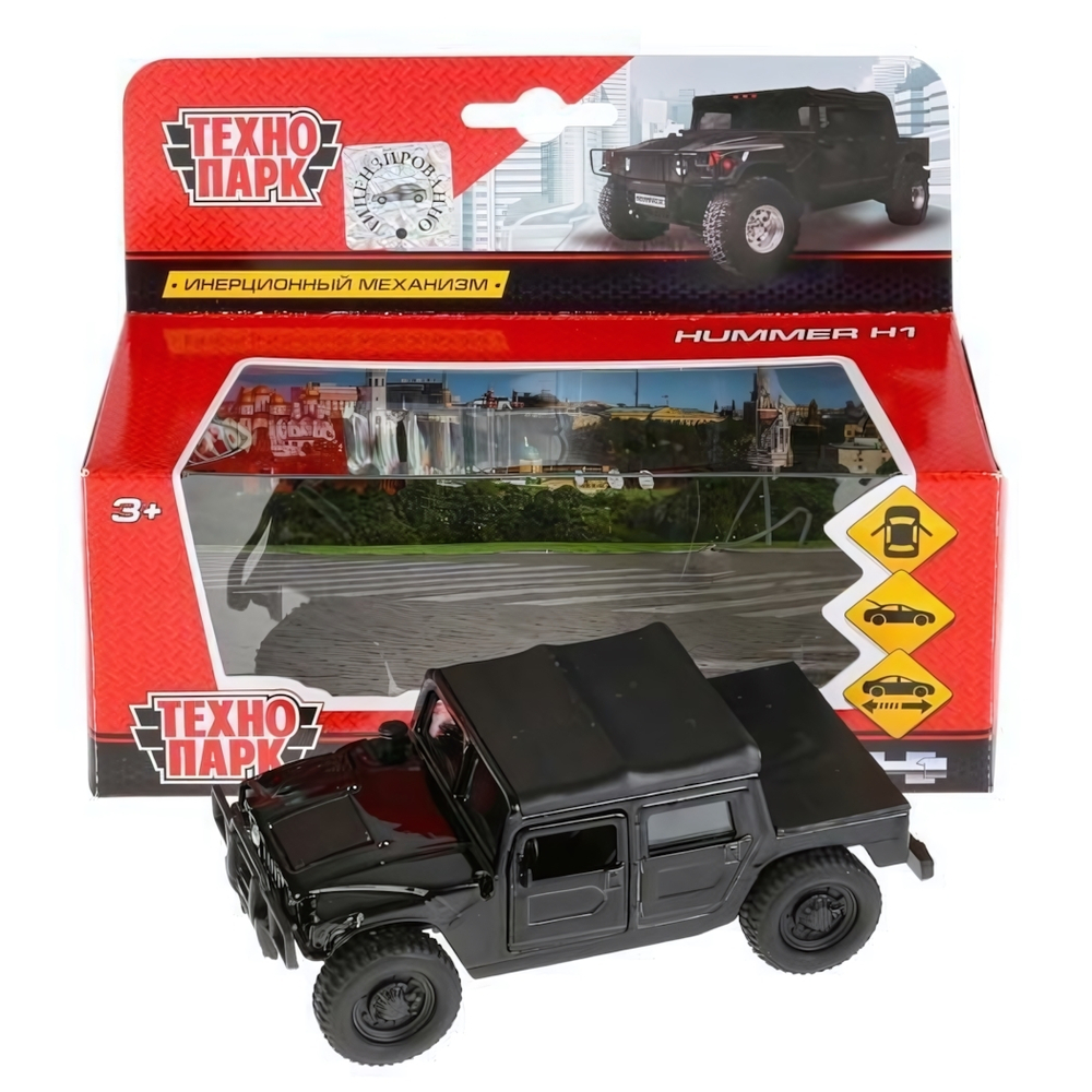 Модель ин. мет. "Hummer H1 пикап" 12см. открыв. двери, черный, в коробка SB-18-09-H1-N(B)-WB