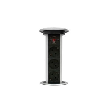 Сенсорный блок LK автомат (3 EURO + 2 USB-A) Ø 90 мм Серебро