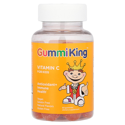 GummiKing, витамин C для детей, со вкусом апельсина, 60 жевательных таблеток (30 мг в 1 жевательной таблетке)