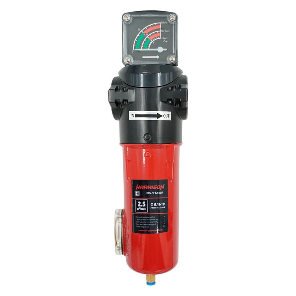 HRS-MFB2500IF Фильтр магистральный с датчиком загрязненности и автоматическим конденсатоотводчиком, производительность 2500 л/мин