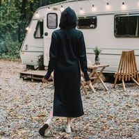 Платье-макси с капюшоном "Уголь" женское утепленное