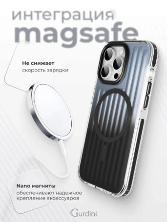 Чехол накладка iPhone 15 Pro 6.1" Gurdini Ocean Case (4) Transparent черный