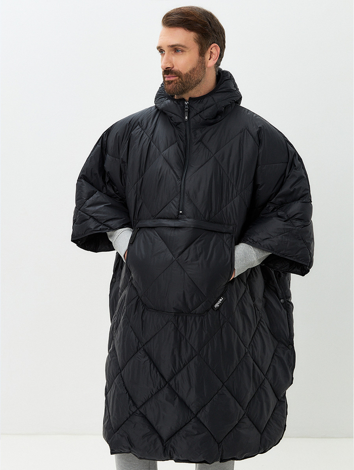Утеплённое пончо 3 в 1 Shikotan black unisex