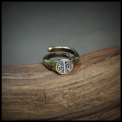 Религиозное кольцо "Хризма" новое , латунь