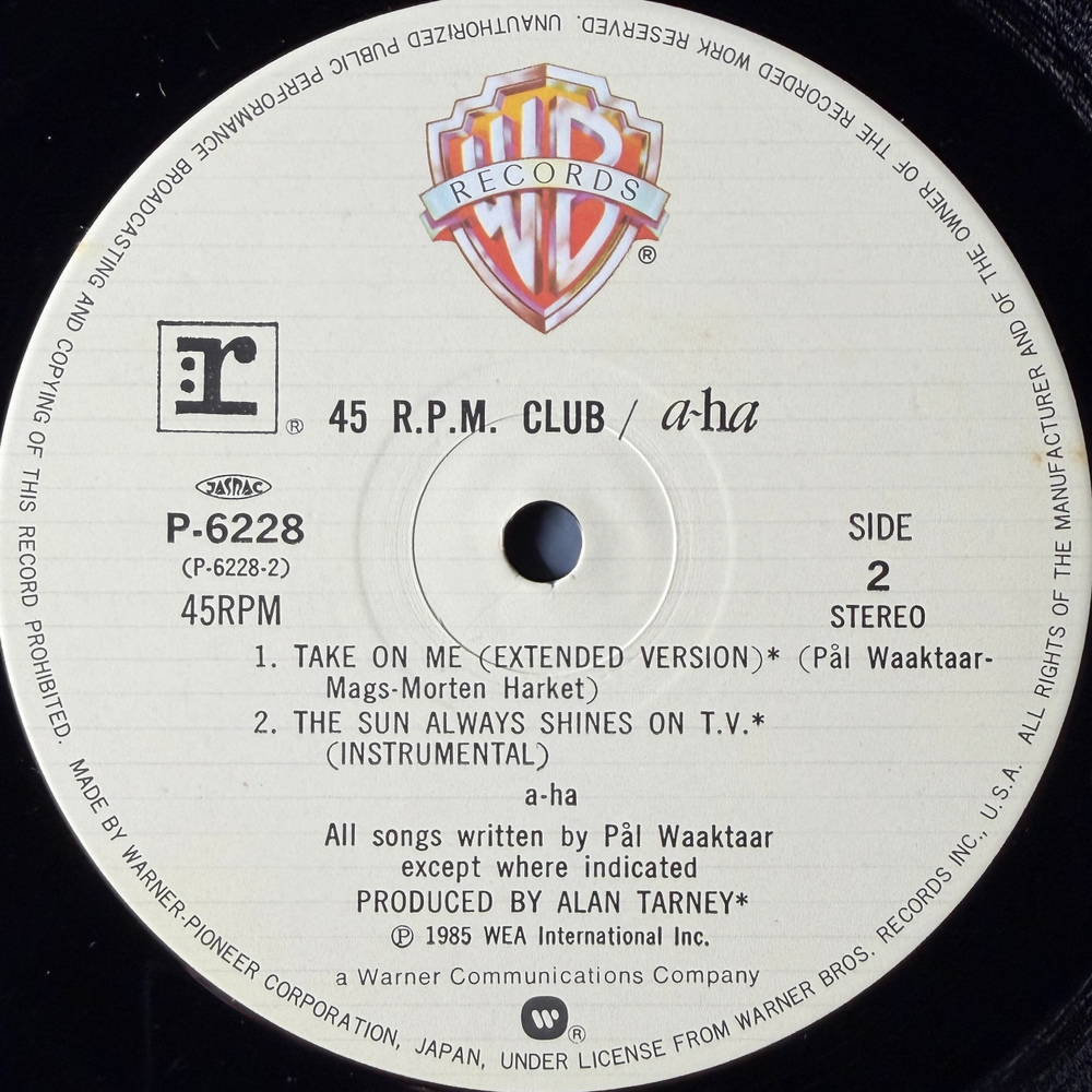 a-ha ‎– 45 R.P.M. Club (Япония 1986г.) 12", 45 RPM