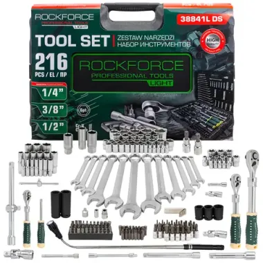 Набор инструментов 216пр. 1/4'', 3/8'', 1/2''(6гр.) RockFORCE LIGHT RF LIGHT-38841L DS