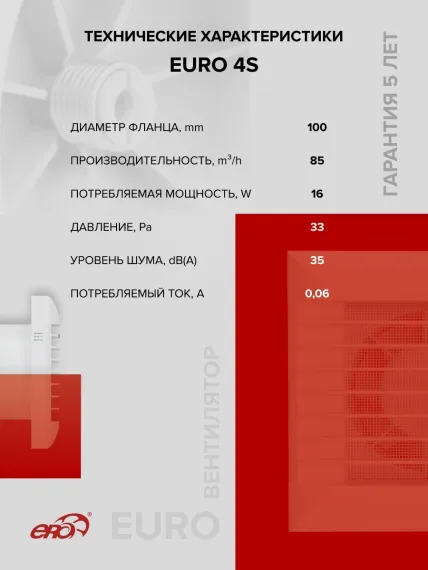 Вентилятор накладной EURO D100 сетка ERA