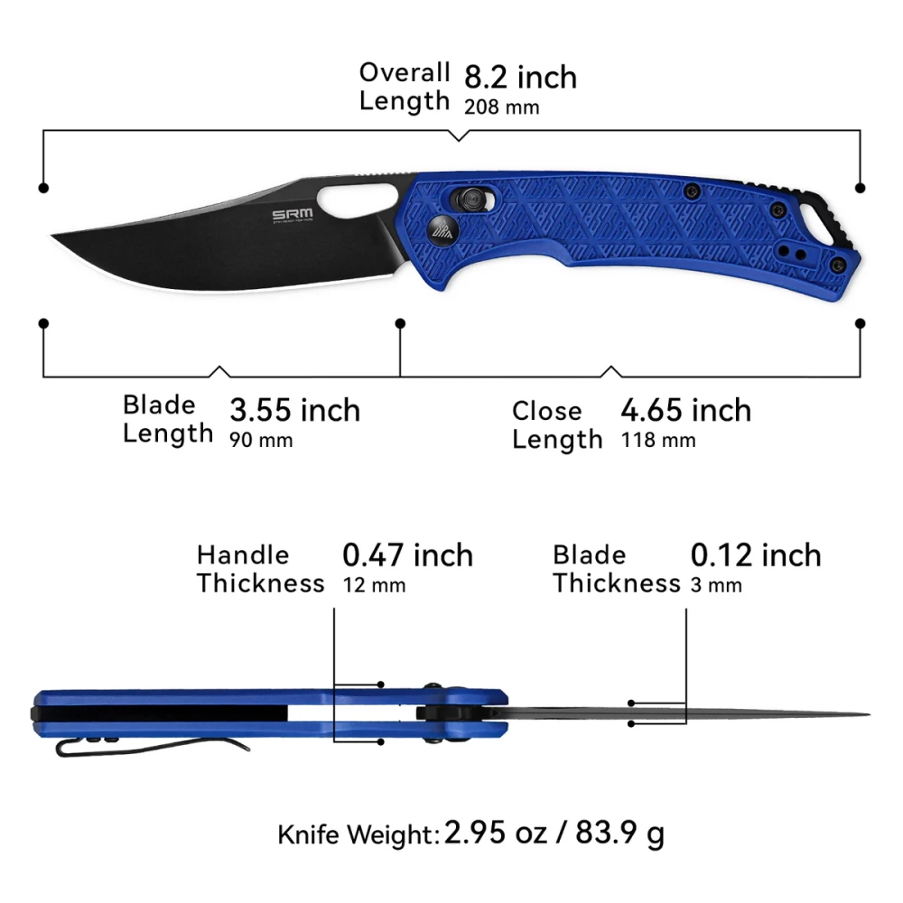 Нож складной SRM 9201-PL Retriever Black (8Cr13MoV, Blue FRN)