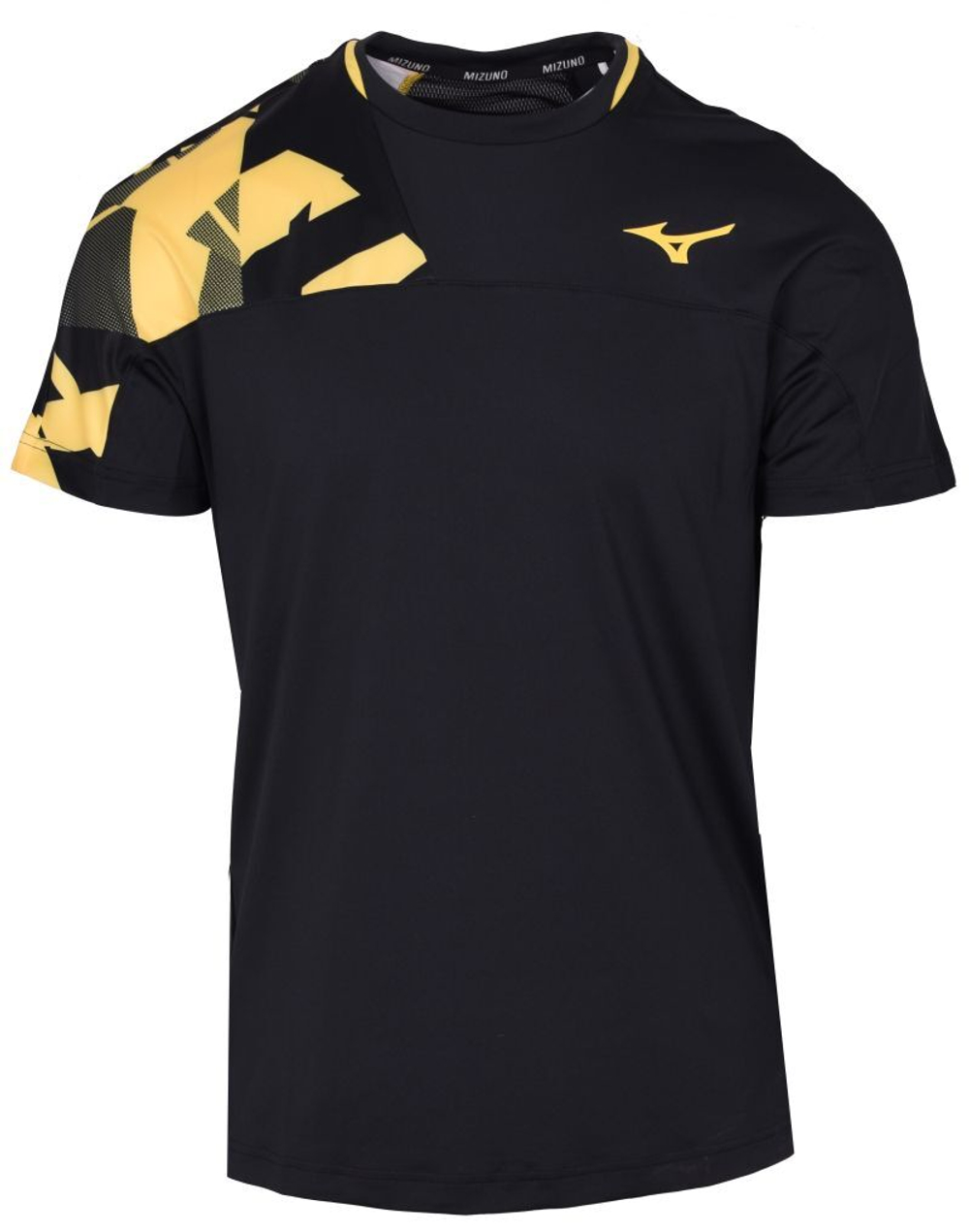 Мужская теннисная футболка Mizuno Daybreakers Shadow - black/vibrant yellow