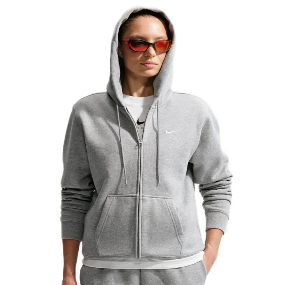 Женская теннисная куртка Nike Studio Fleece Medium Weight Full Zip - dark grey heather/sail