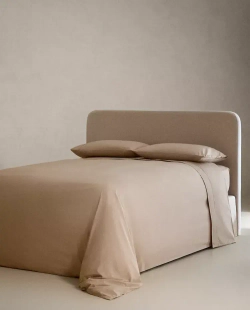 ZARA HOME ПРОСТЫНЯ ИЗ ПЕРКАЛЯ (КОЛИЧЕСТВО НИТЕЙ 300), БЕЖЕВЫЙ