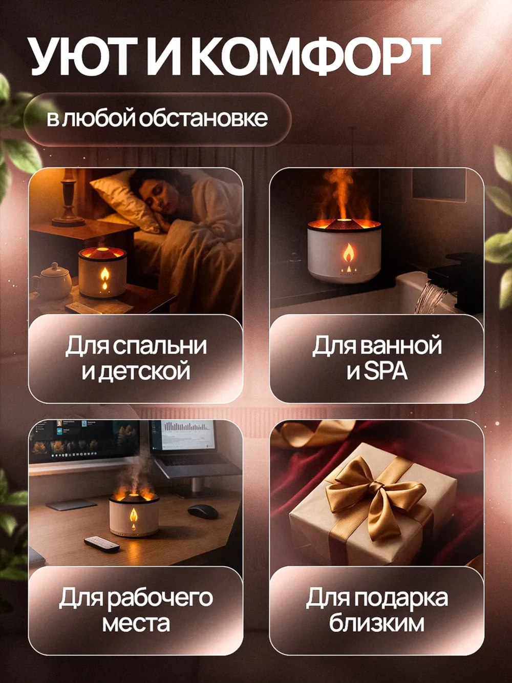 Увлажнитель воздуха аромадиффузор настольный Вулкан
