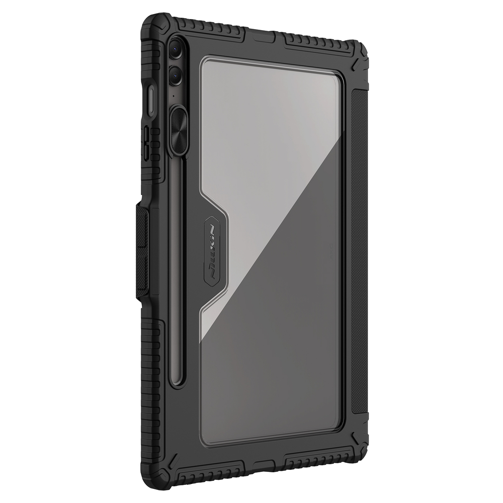 Чехол книжка от Nillkin для планшета Samsung Galaxy Tab S9 FE+ Плюс, серия Bumper Pro Case-Multi Angle Folding Style, с защитной шторкой для камеры