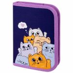 Пенал ПИФАГОР, 1 отделение, 1 откидная планка, полиэстер, 19х13 см, "Cats greetings", 272291