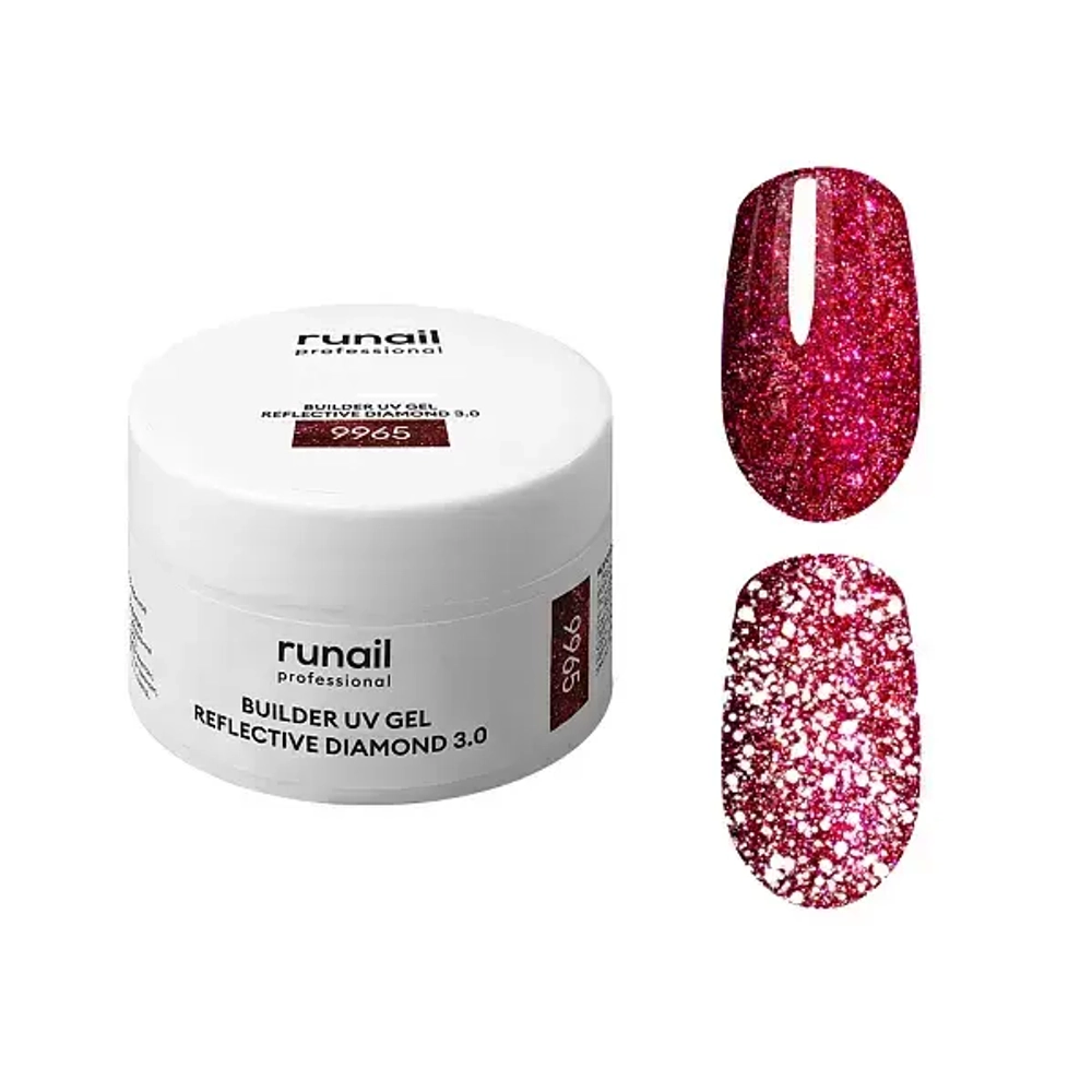 Гель светоотражающий BUILDER UV GEL REFLECTIVE DIAMOND 3.0 RuNail, 15г №9965