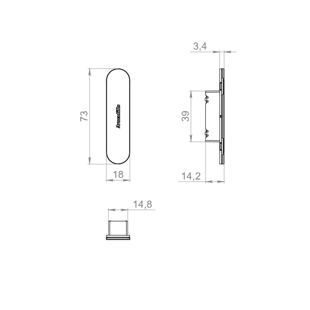 Ответная планка ARMADILLO GRAVITY.PUSH SP01.73.18 BL черный (для деревянных коробов) /61841/