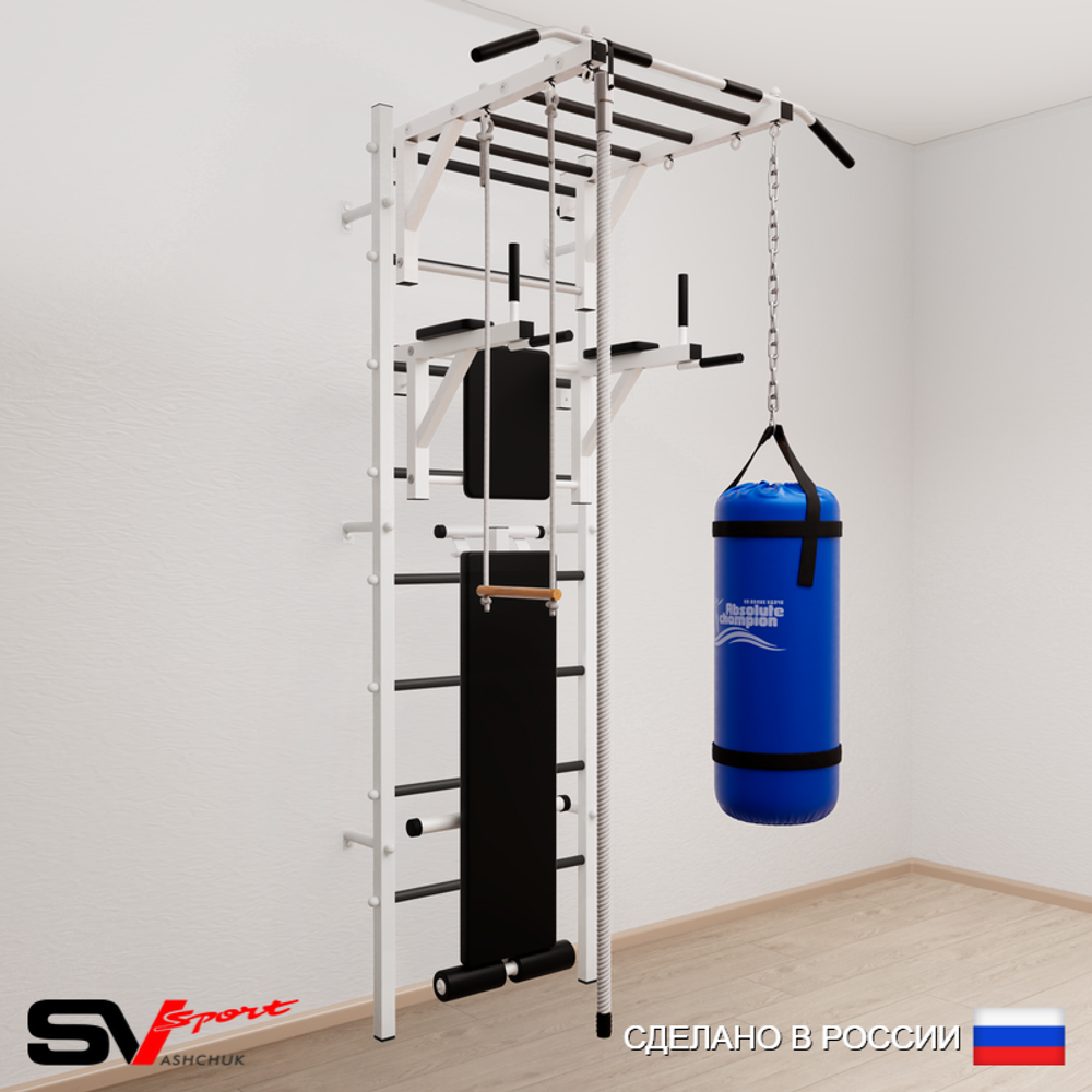 Шведская стенка Sv Sport 5562 (Турник рукоход/Брусья/Скамья/Канат/Трапеция/Цепь/Мешок 22кг)