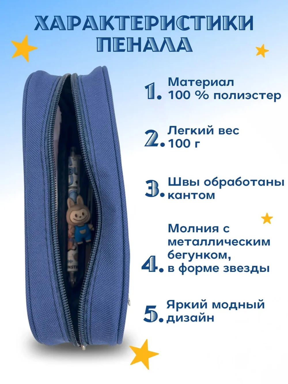 Пенал школьный с наполнением лабубу