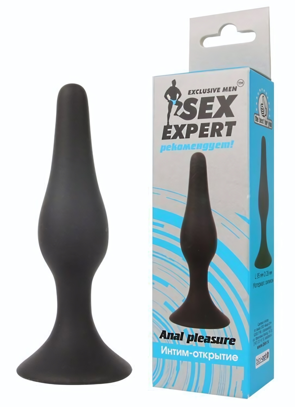 Чёрная анальная пробка Sex Expert - 9,5 см. (Цвет: черный)