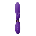 Фиолетовый вибратор 20,5см с клиторальным отростком Indeep Leyla Purple