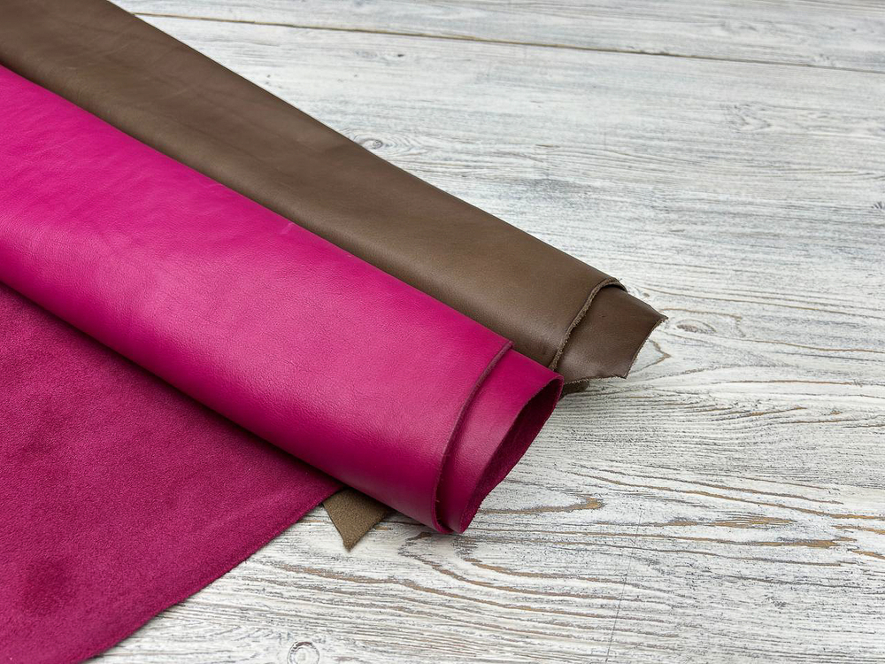 Натуральная кожа Ecopell Grey+Fuxia комплект