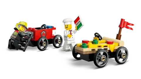 Конструктор LEGO City 60458 Машина-пицца против гоночной пожарной машины