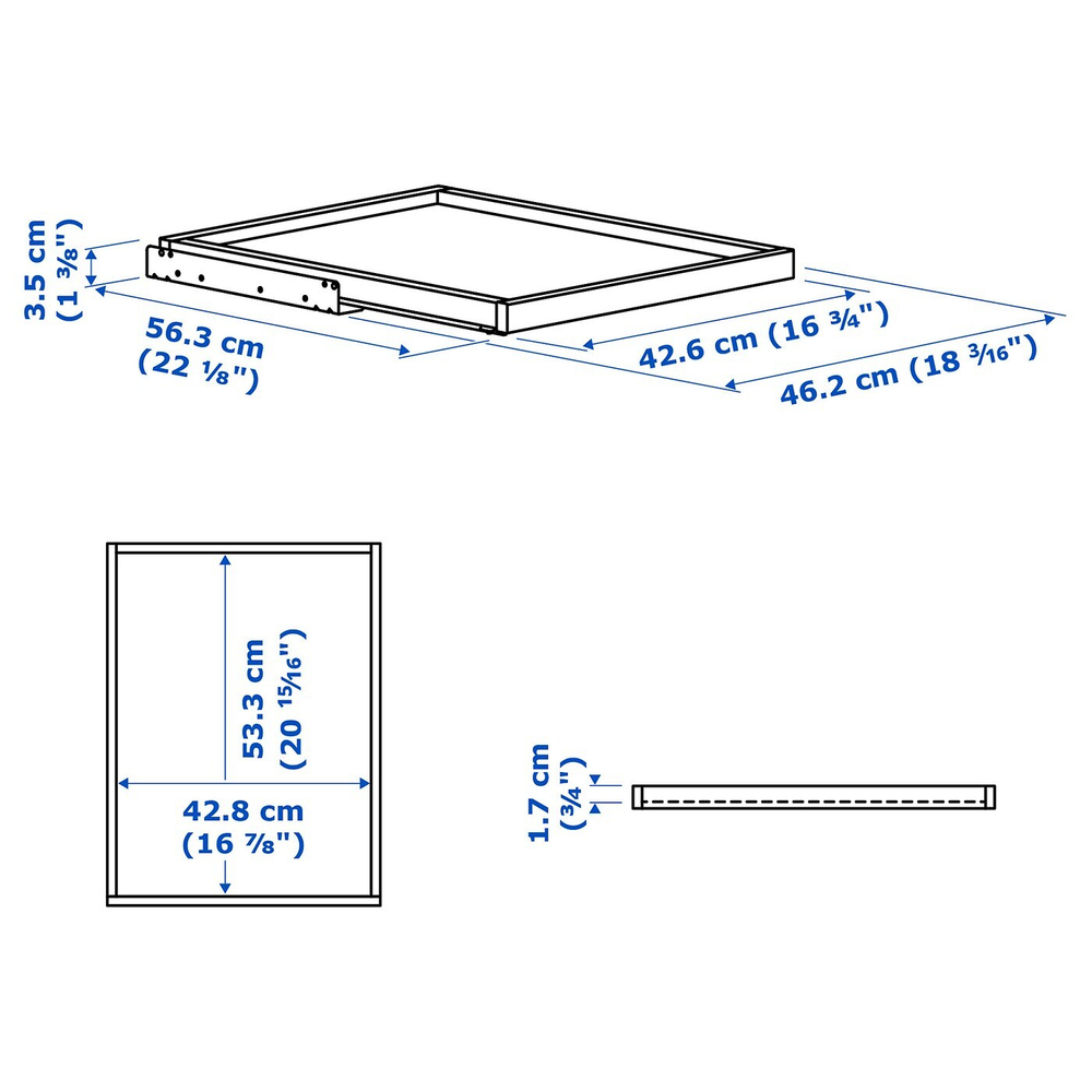 Полка выдвижная IKEA KOMPLEMENT (КОМПЛЕМЕНТ), Темно-серый, 50x58 см