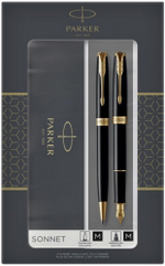 Набор из двух ручек Parker SONNET BLACK GT перьевая и шариковая ручка
