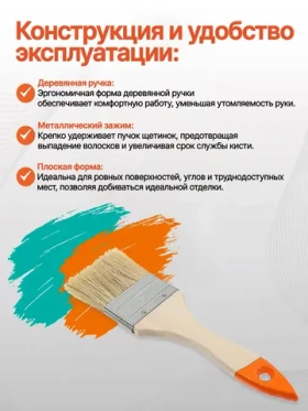 Набор кистей малярных 20/38/50 мм с натуральной щетиной