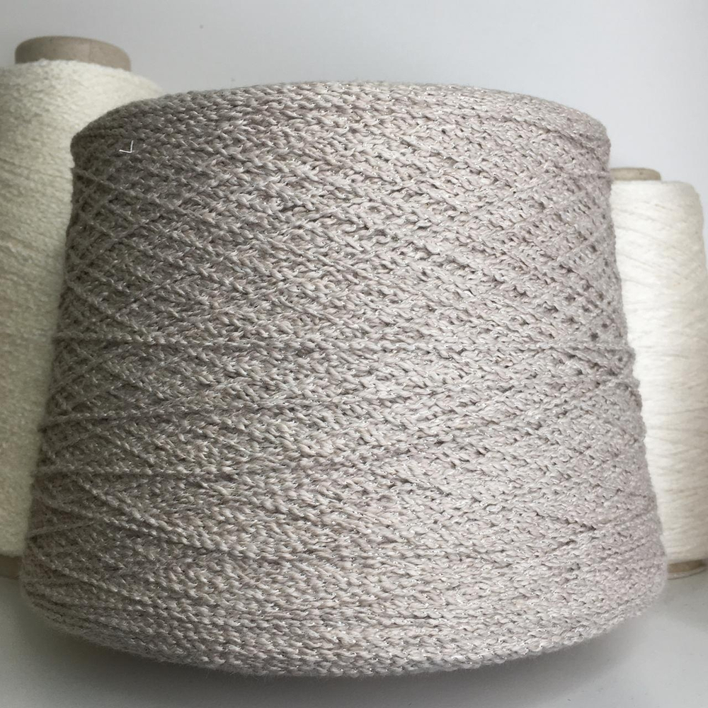 PAGLIA - LANIFICIO dell' OLIVO; 80% хлопок, 18% п/а, 2% люрекс; 250м/100гр; col. 202, цвет: легкий бежевый и серебристым люрексом; S711 MP