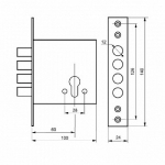 Китай Замок врезной  верхний 2514Ц-3Р (BZ-8) (031314)