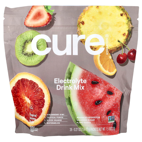 Cure Hydration, смесь для приготовления электролитического напитка, ассорти из тропических фруктов, 28 пакетиков, 213 г (7,5 унции)