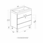 Тумба д/ванной "БРИКС-60" 2 ящика под раковину "Бриз 60" мебельный (Sanita Luxe) (ПВХ)